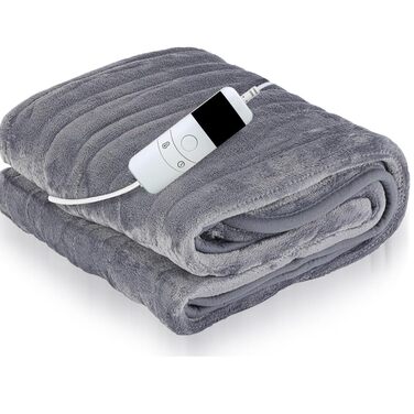 Електрична ковдра Marco Paul: тепла флісова ковдра для тіла, для розслаблення та зняття болю в спині, для дивана (сірий фліс)