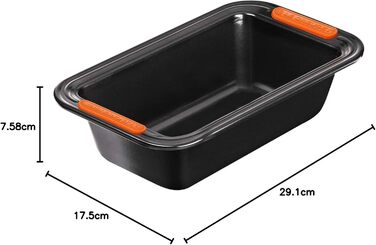 Форма для випікання Le Creuset, антипригарна, прямокутна, 23,5x13,5 см, стійка до закваски, карбонова сталь, антрацит/помаранчева