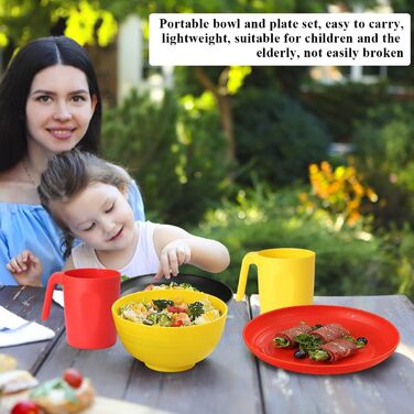 Набір посуду Berglander з білого пластику (24 шт) для 6 осіб: тарілки, миски, чашки