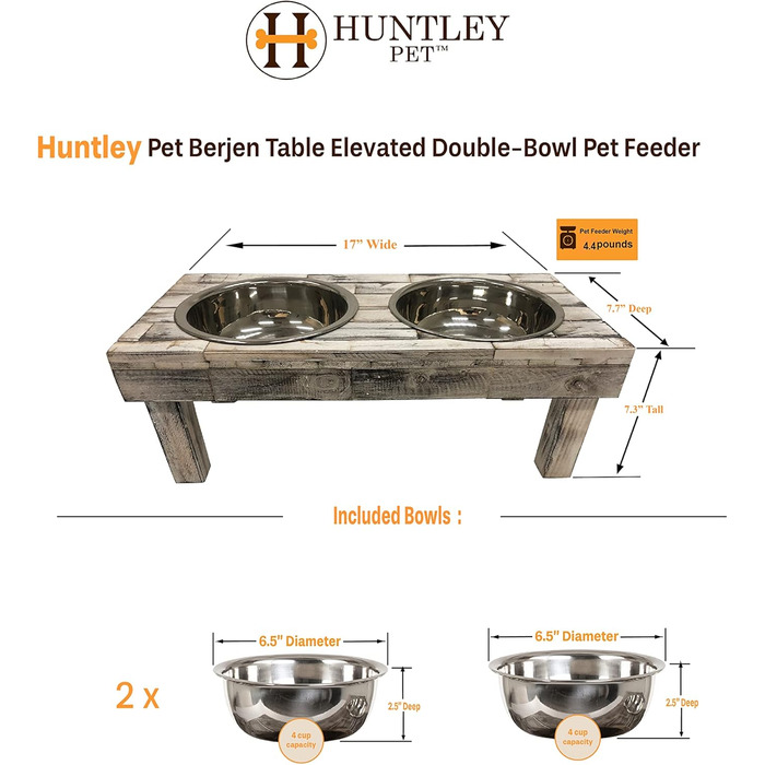 Миска для тварин Huntley Equestrian Pet Berjen, подвійна, піднята, біла (маленька)
