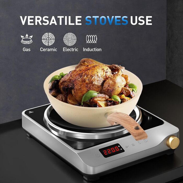 Набір посуду Kitchen Academy 12 предметів: каструлі та сковороди з антипригарним покриттям. Підходить для Induktion, газових та мікрохвильових плит, бежевий