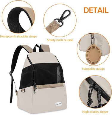 Рюкзак-переноска для тварин ALLSOPETS: для котів та маленьких собак. Зручний, дихаючий, для подорожей, кемпінгу, прогулянок. Бежевий колір