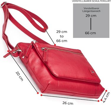 Сумка через плече Wise Owl з натуральної шкіри: жіноча та чоловіча, червона Nappa, 5 відділень на блискавці