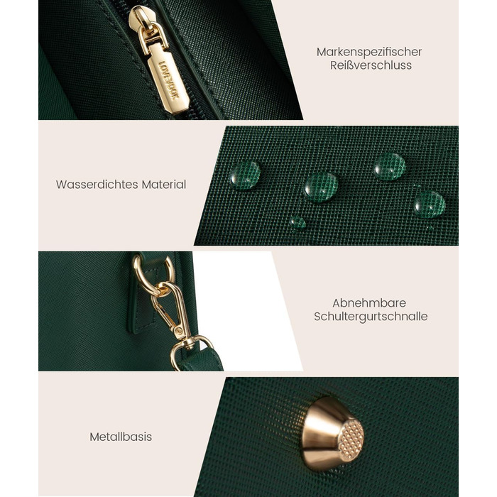 Сумка для ноутбука LOVEVOOK жіноча водонепроникна, сумка для роботи та навчання, бізнес-портфель, 15.6 дюймів (темно-зелений)