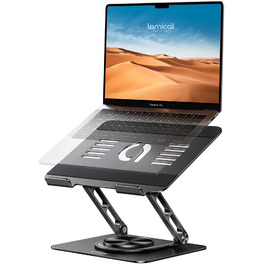 Підставка для ноутбука Lamicall, регульована - 360° обертання, складна, алюмінієва - для столу/офісу, універсальна ергономічна підставка для Macbook Pro Air, 10-17,3' (чорний)