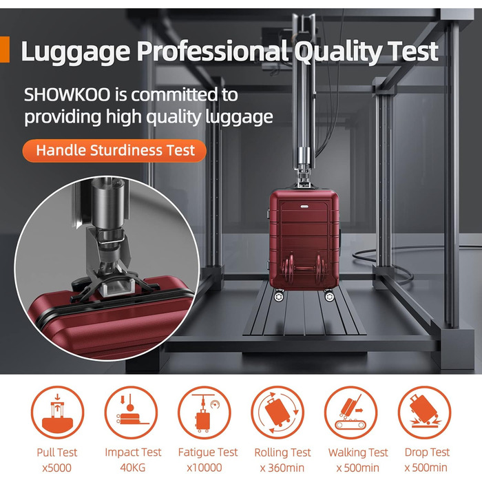 Чемодан SHOWKOO з жорстким корпусом, XL, червоний (Set): розширюваний, з TSA-замком, 4 колеса, з набором аксесуарів (сумка для подорожей, туалетна сумка)