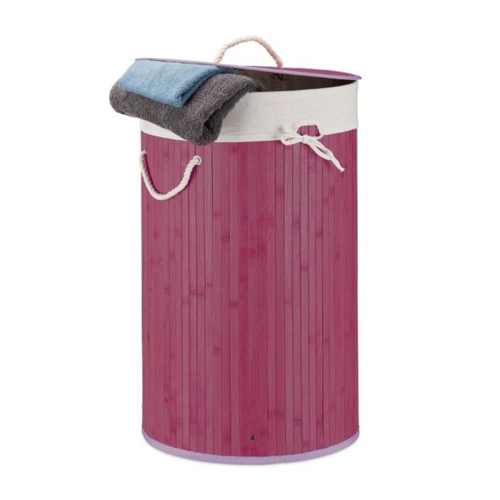 Relaxdays Bamboo Laundry Basket Round