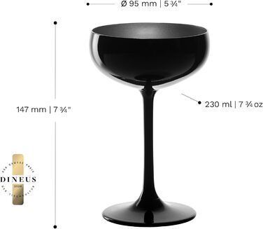 Набір келихів для шампанського Stölzle Lausitz Elements, 6 шт., 230 мл, чорний/бронзовий – келихи з кришталевого скла без свинцю, придатні для миття в посудомийній машині та стійкі до ударів