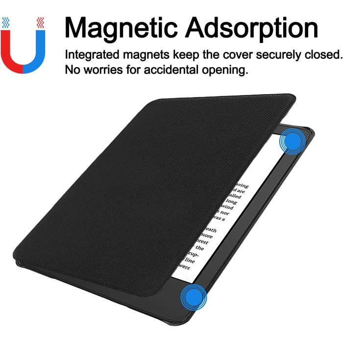 Чохол TOKILO для Kindle 6 (11-го покоління 2024/2022), м'яке PU-шкіряне покриття з авто-ввімкненням/вимкненням, чорний