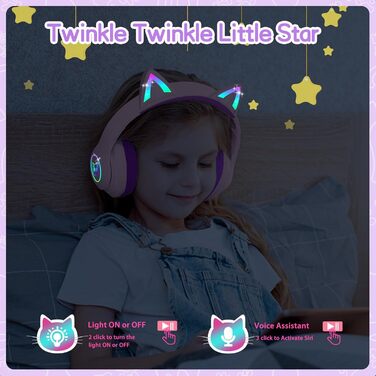 Дитячі навушники LOBKIN Bluetooth Over-Ear з чохлом, бездротові та провідні, для дівчаток, складні, регульовані, для школи та подорожей (рожево-фіолетові)