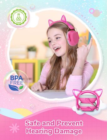 iClever навушники з шумозаглушенням для дітей (рожеві, з котячими вушками) C-rosa Katzenohren