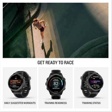 Garmin Forerunner 570: GPS-годинник для бігу та триатлону з AMOLED-дисплеєм, 47 мм, сірий, з чорним ремінком