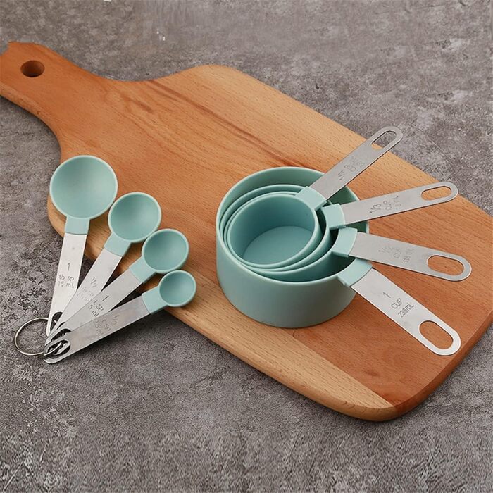 FBHappiness 4-Piece Baking Tool Set with Kitchen Measuring Spoons, Stainless Steel Handle, Measuring Cups with Scale, Measuring Spoons, Kitchen Helper (Color: 4 Green Cups) (4 Green Cups)