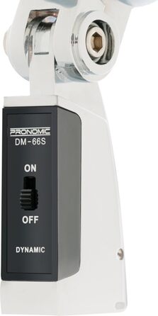 Pronomic DM-66S: Комплект динамічних мікрофонів – мікрофон для вокалу, мовлення, Rockabilly дизайн, зі штативом та XLR-кабелем, сріблястий/білий