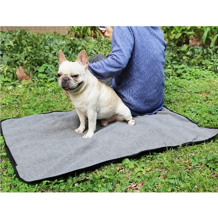 Водонепроникна килимок для собак, 100 x 70 см, з сумкою, для подорожей, чорний, пухнастий