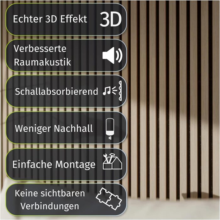 Акустичні настінні панелі HORI з ефектом дерева для шумоізоляції та декору, 60x60x1,8 см, Natural Oak (натуральний дуб, олійоване покриття)