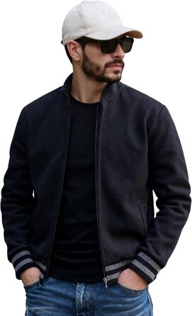 Чоловіча в'язана жилетка з кишенями, стійким коміром, флісовою підкладкою, кардиган, повсякденний зимовий одяг, в'язана куртка з блискавкою, теплий зимовий верхній одяг, чорний, L