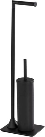 Набір для туалету WENKO Hella: тримач туалетного паперу та щітка для унітазу, пофарбований сталь, 15 x 69 x 20 см, матовий білий (чорний)