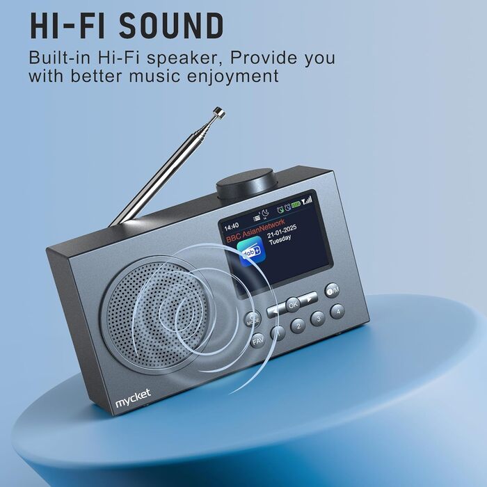 Портативне DAB/DAB+ радіо з цифровим радіо UKW, FM, Bluetooth 5.0, подвійний будильник, 40 попередніх станцій, 2.4' кольоровий дисплей (колір хакі)