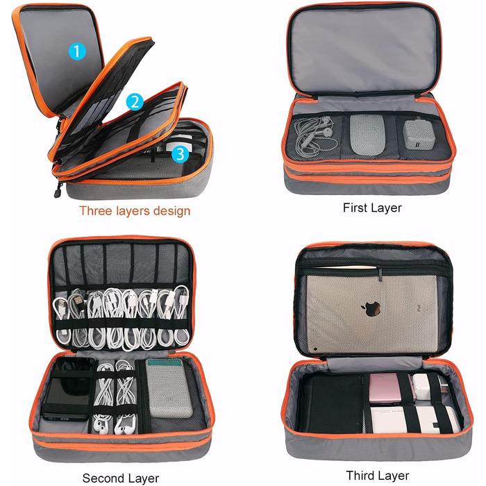 Gocokia Double-Layer Travel Bag for Electronic Accessories with Large Capacity