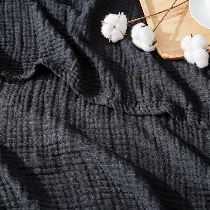 Плед EMME з 100% мусліну: м'який, дихаючий, великий, для дорослих, універсальний, бежевий (150 x 200 см)