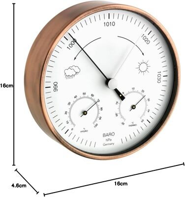TFA Dostmann Analog Weather Station, for indoor and outdoor use, weatherproof, barometer, thermometer, hygrometer, for weather forecasting, (L) 160 x (W) 46 x (H) 160 mm