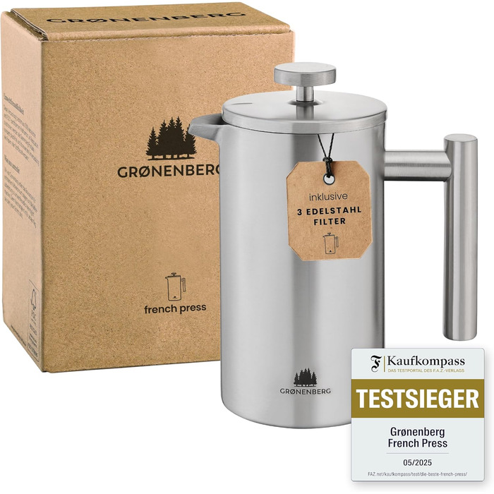 Френч-прес Groenenberg: термо, з підігрівом, 300мл - 1л (0,6л)