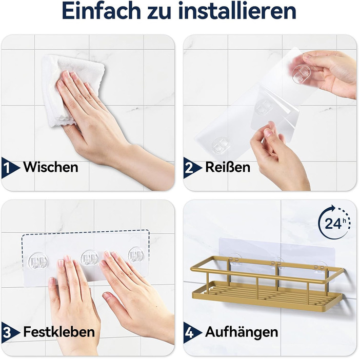 Поличка для душу YASONIC без свердління з мильницею - органайзер для ванної кімнати з нержавіючої сталі, швидковисихаюча поличка для душу, тримач для шампуню, 3 шт.