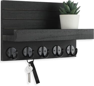 Lwenki Wall Key Holder, Decorative Key and Mail Holder with Shelf has large key hooks for bags, coats – PaulowniaWood Key Hanger with Mounting Accessories (9.7