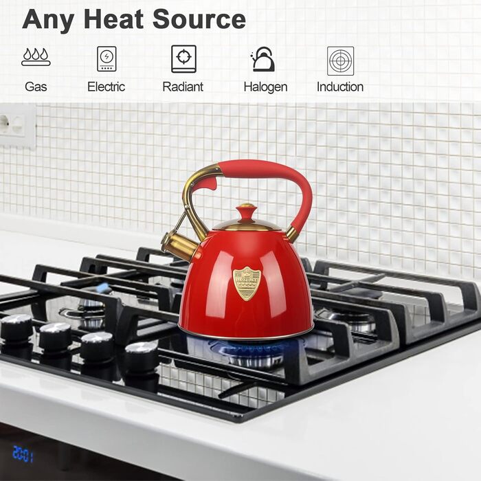 Чайник для плити Teekessel 2.9 л з нержавіючої сталі - червоний, для подорожей