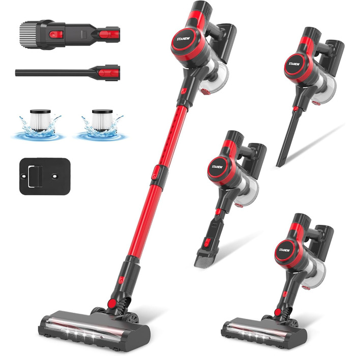 Акумуляторний пилосос Stanew ST-609: 4-в-1, бездротовий, 150W, 22.2V, 40 хв роботи, 800 мл, для килимів, шерсті тварин, авто