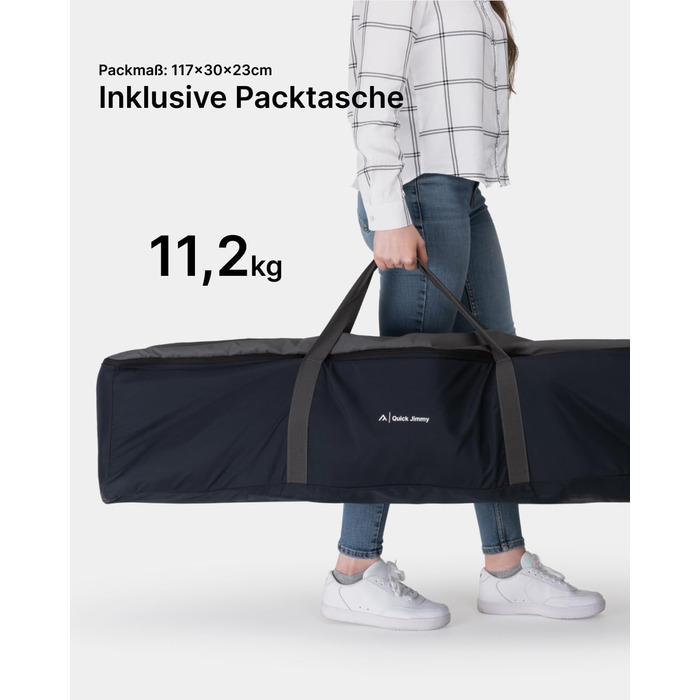 Розкладне ліжко для кемпінгу Qeedo Quick Jimmy - стабільне, 210 x 81 см, до 150 кг, сірий