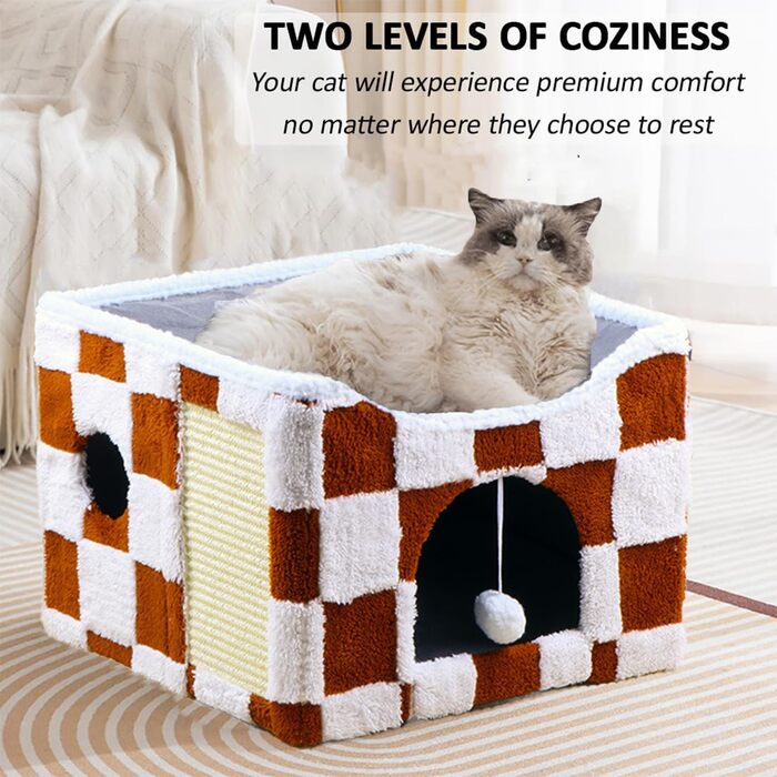 Кішка Будиночок-Печера ERNAN з подряпувачем та іграшкою, червоний, S