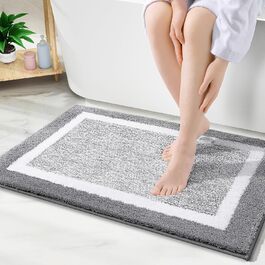 Килимок для ванної кімнати Smiry, 40x60 см, сірий (світло-сірий), м'який, вбираючий, миючий