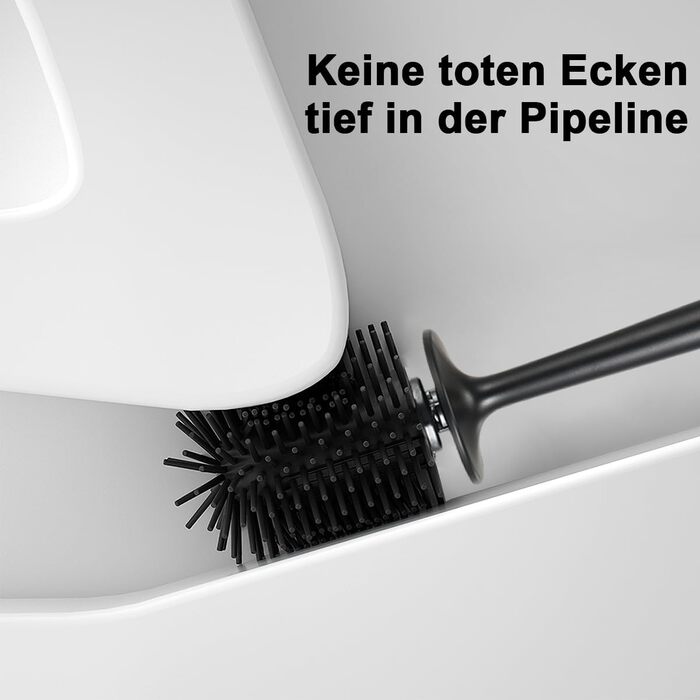 Набір для туалету: щітка з тримачем, силіконова щітка для унітазу, довга ручка, швидке висихання, настінний/підлоговий монтаж (білий та чорний)