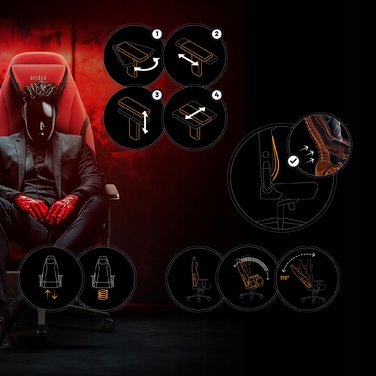 Ігрове крісло Diablo Chairs X.EYE PRIME, тканина, чорно-червоне