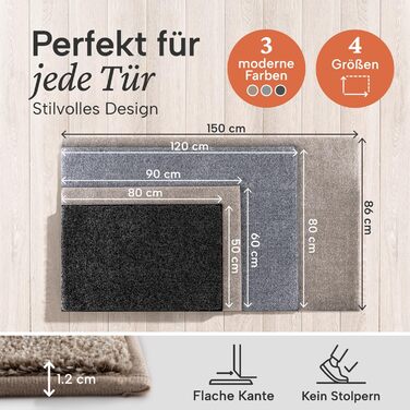 Килимок вхідний Blumtal 50x80 см, мікрофібра, протиковзний вологостійкий килим для бруду бежевий