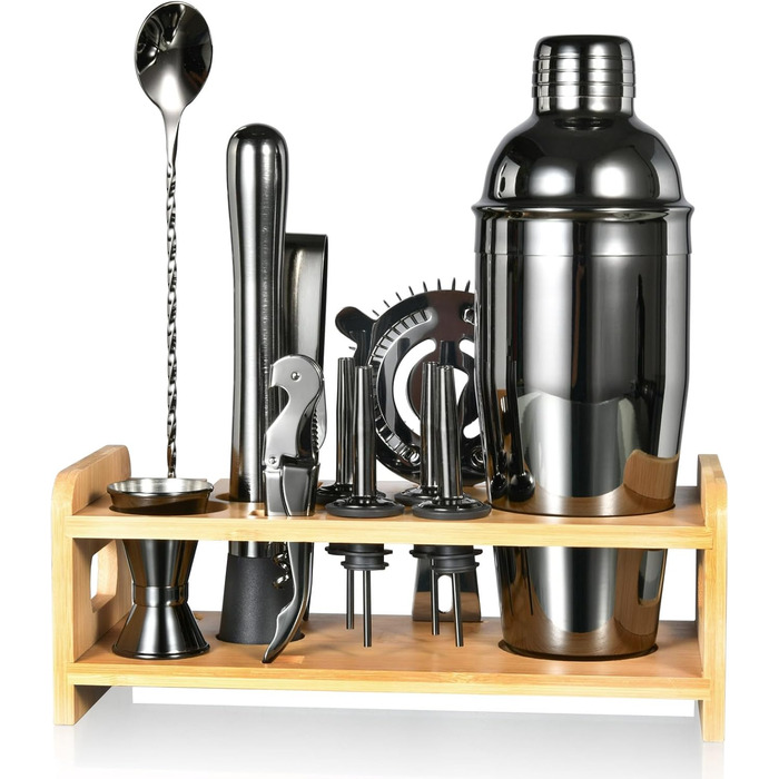 Набір шейкер для коктейлів Esmula 750 мл, 12 предметів, з рецептами, нержавіюча сталь