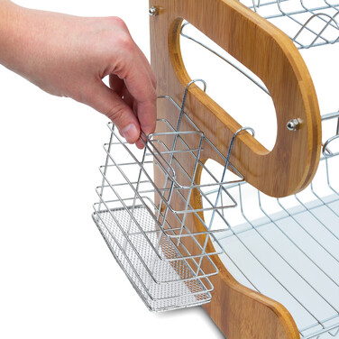 Relaxdays Bamboo Dish Drainer with 2 Tiers