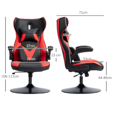 Vinsetto Gaming Chair with Rocking Function, Ergonomic Computer Chair, Height-Adjustable Office Chair, Swivel Desk Chair with Head and Lumbar Pillow, Supports up to 120 kg, Black+Red | Aosom