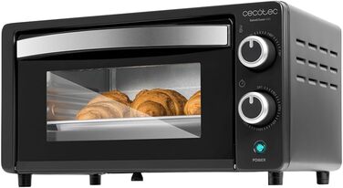Електрична піч Cecotec Bake&Toast 1090 Black, 10 л, 1000 Вт, таймер 60 хв, регулювання температури до 230ºC, деко, решітка-гриль та щипці з ручкою