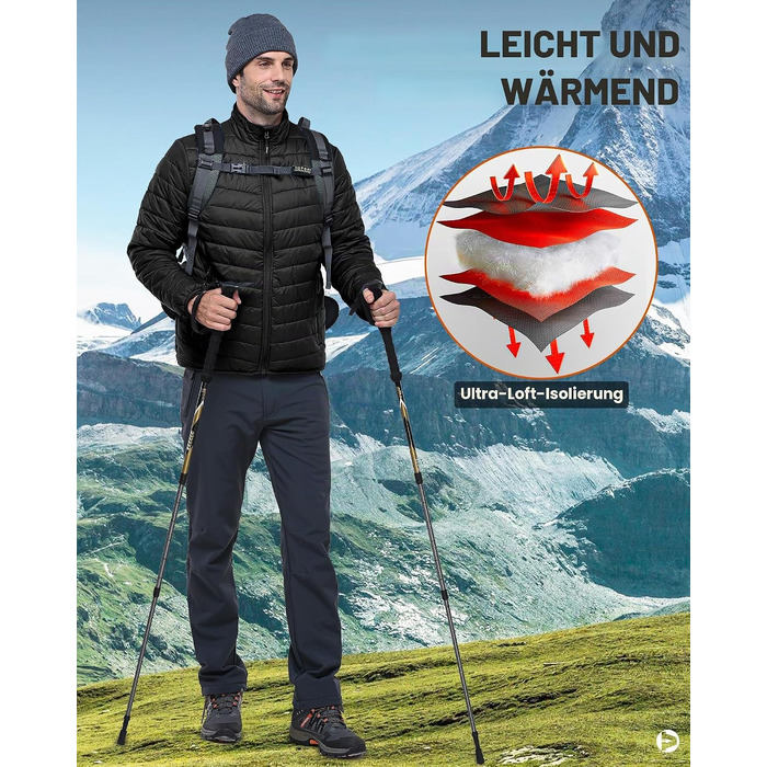 Чоловіча легка утеплена куртка-пуховик Outdoor Ventures, компактна стегана куртка, чорна, розмір XL