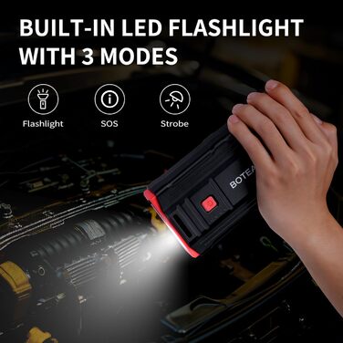 Powerbank для пуску автомобіля BOTEAIFIU Starthilfe 3000A: для бензинових двигунів до 8.0L, 12V, з LED-ліхтариком, для SUV, мотоциклів, ATV та газонокосарок