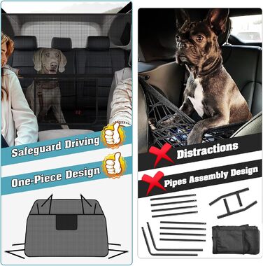 Сітчаста перегородка для собак у машину Mixsuper, 133,1 см, для позашляховиків та авто, чорний, міцна, для середніх собак