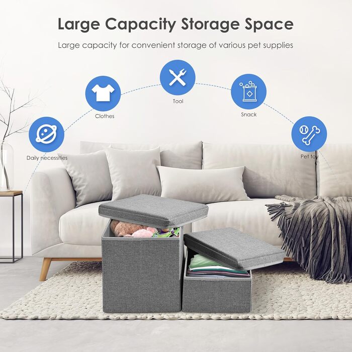 Сходинки для собак MINENICE - 2 шт., складані, з ящиками для зберігання, для маленьких собак, для диванів та ліжок