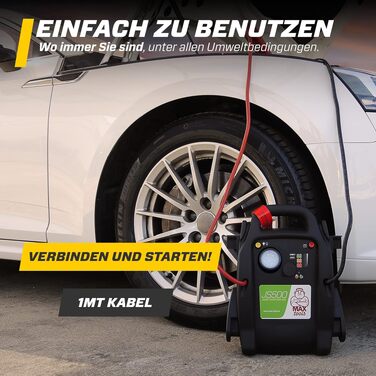 Бустер для авто MAXTOOLS JS500 2200A 22Ah — Пусковий пристрій (Jump Starter) для 12V дизельних та бензинових двигунів, Powerbank з LED-ліхтарем та USB