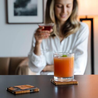 Wooden Coaster Set, Epoxy Coasters, Modern Coasters with Holder, Cedar Wood Coasters (4, add holder)