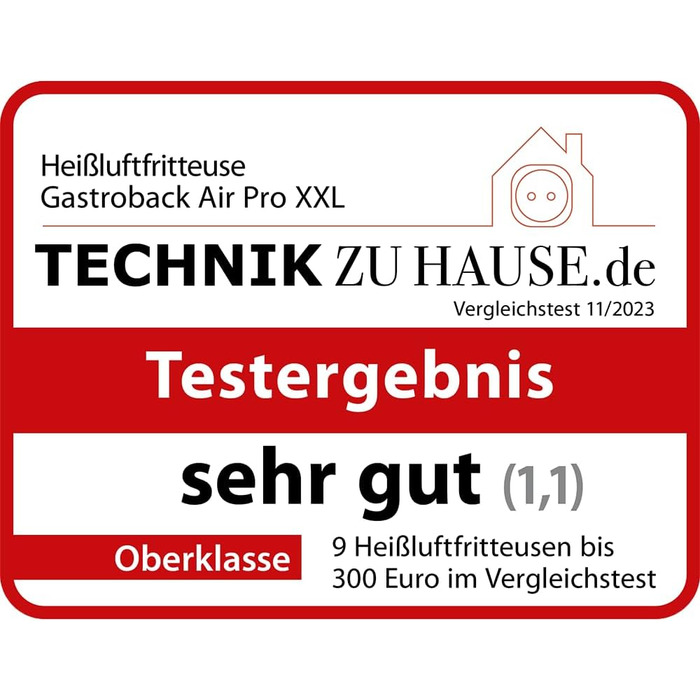 Фритюрниця GASTROBACK Air Pro XXL: 6.5 л, 8 програм, сенсорне керування, срібно-чорний колір