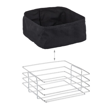 Relaxdays Bread Basket, Metal with Fabric Insert