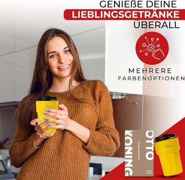 Термокружка 350 мл з кришкою, що не пропускає, з нержавіючої сталі для кави, чаю та напоїв на виніс (Жовтий)